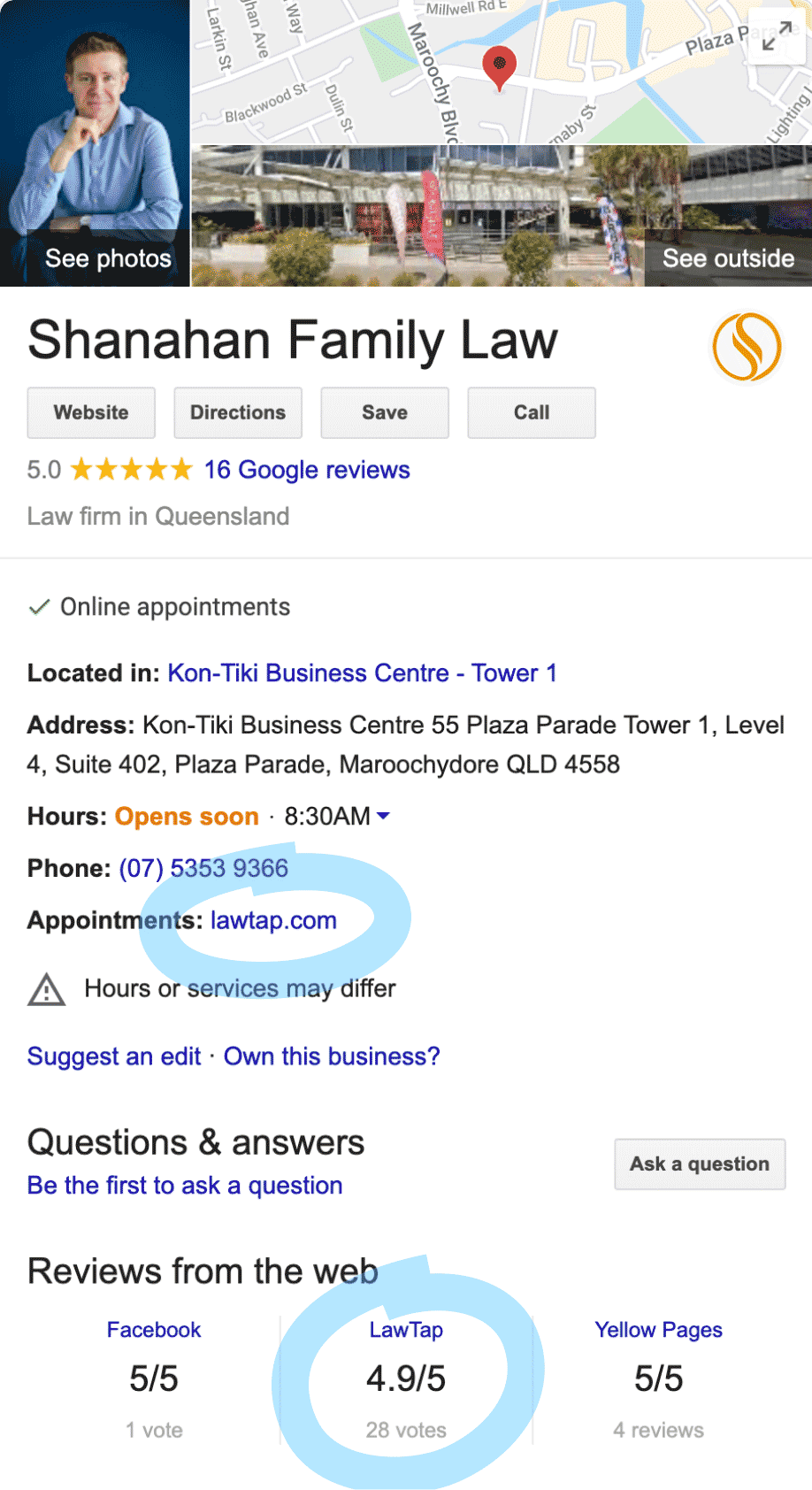 LawTap Screenshot - Google My Business Example